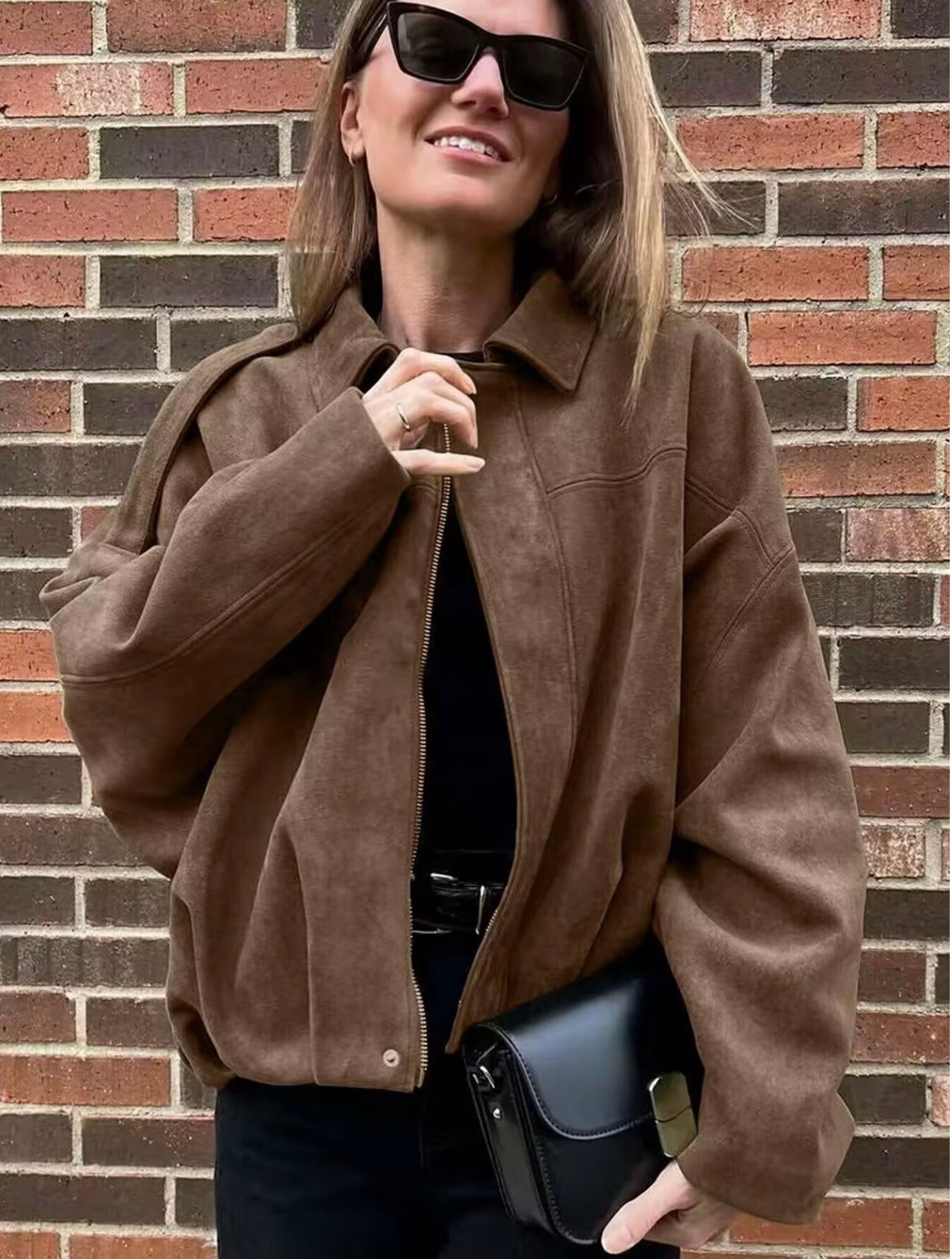 Sophia Suede Aviator Jacket