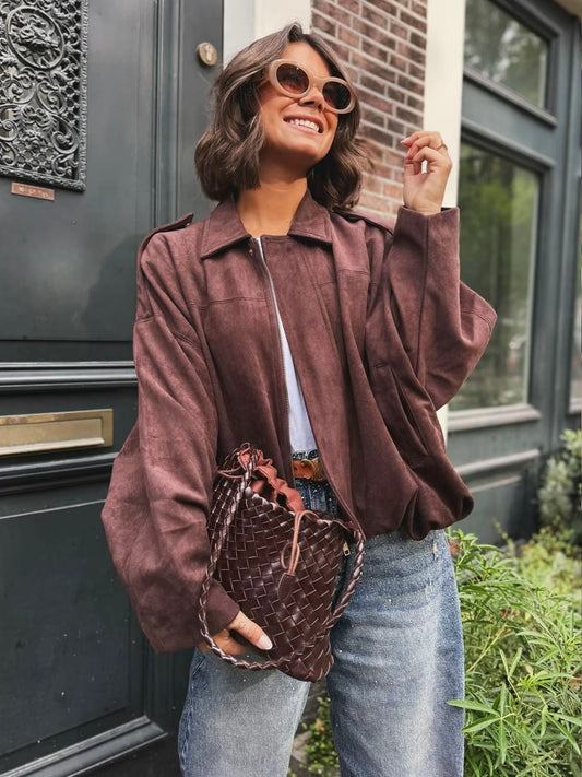 Sophia Suede Aviator Jacket