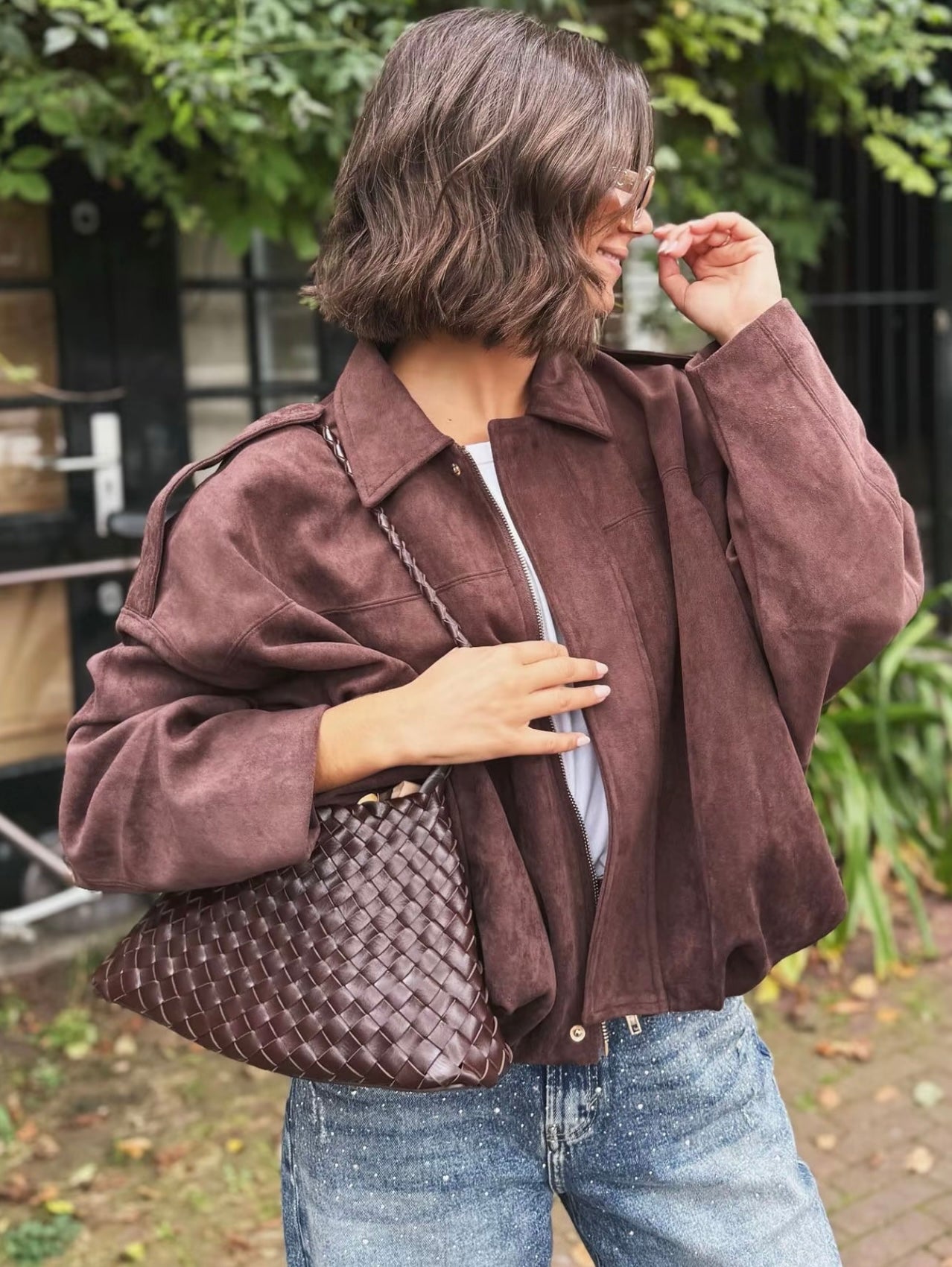 Sophia Suede Aviator Jacket