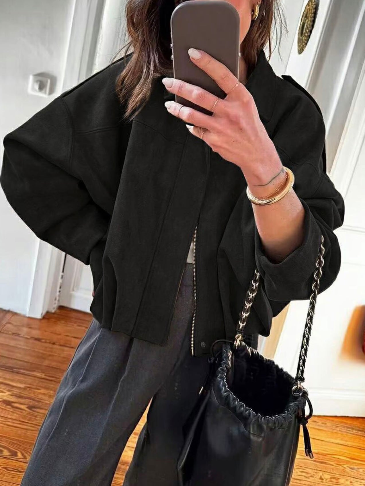 Sophia Suede Aviator Jacket