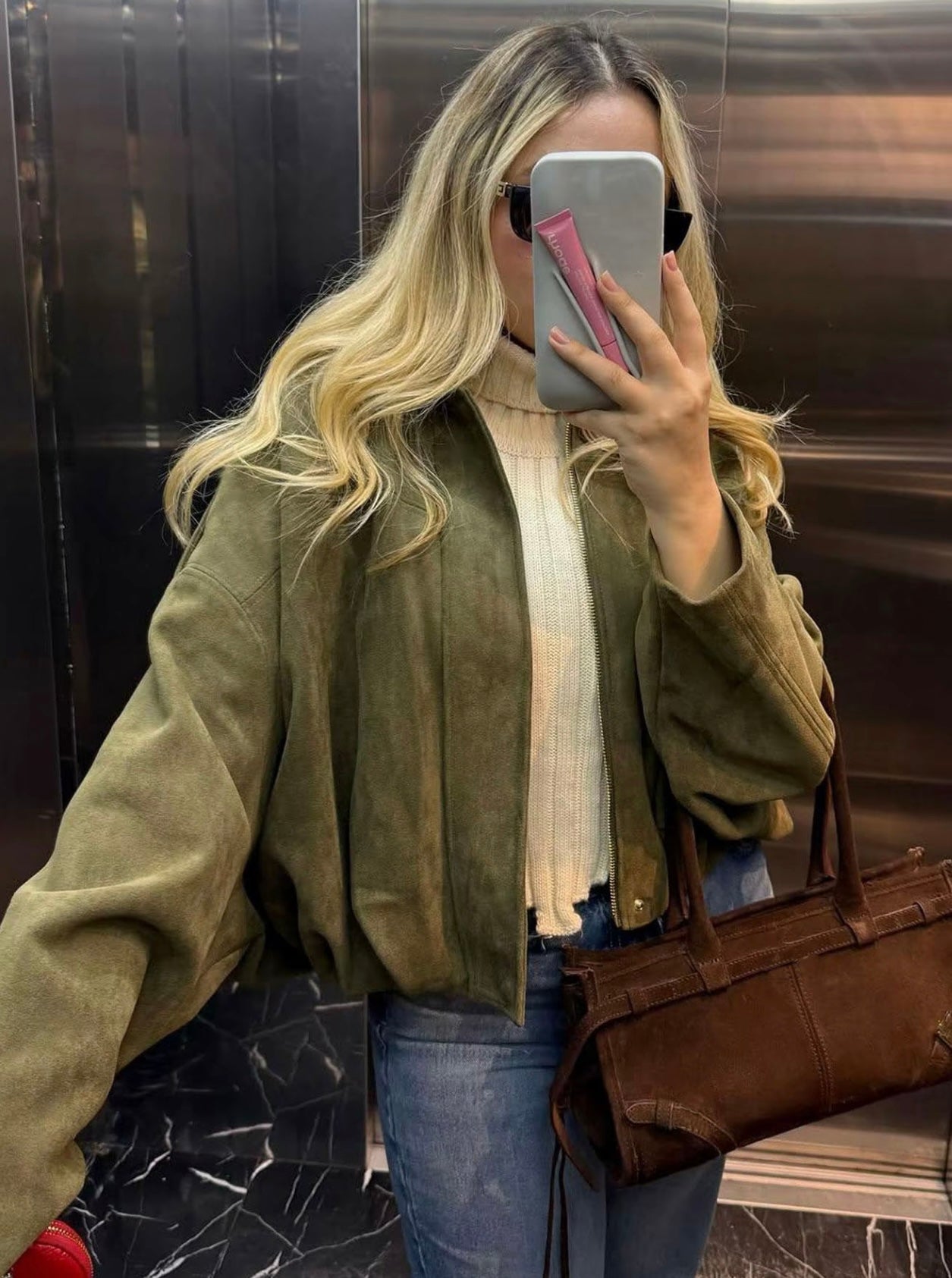 Sophia Suede Aviator Jacket